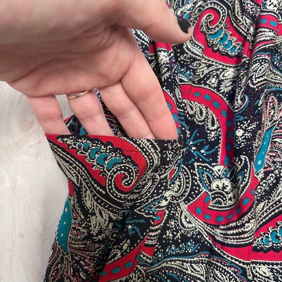 Vintage Boho Paisley Smocked Waist Pants Size M - Picture 4 of 5